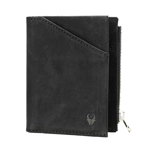 DONBOLSO Herren Leder Slim Wallet mit Münzfach - Herren Front Pocket Wallet - Minimalistische Brieftasche RFID-Blockierung Karteninhaber - Leder Bifold Slim Wallet für Männer mit schönen Geschenk-Box von DONBOLSO