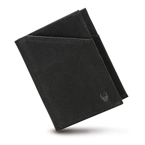 Herren Leder Slim Wallet mit Münzfach - Herren Front Pocket Wallet - Minimalistische Brieftasche RFID-Blockierung Karteninhaber - Leder Bifold Slim Wallet für Männer mit schönen Geschenk-Box von DONBOLSO