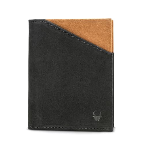 DONBOLSO Herren Leder Slim Wallet mit Münzfach - Herren Front Pocket Wallet - Minimalistische Brieftasche RFID-Blockierung Karteninhaber - Leder Bifold Slim für Männer mit schönen Geschenk-Box von DONBOLSO