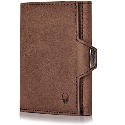 DONBOLSO NextGen Slim Leder Portemonnaie Herren mit Münzfach und RFID Schutz - Portmonee Herren Slim für Karten und Bargeld - Kompakte Geldbörse, Kartenhülle - Braun Vintage, 9 x 7,1 x 2 cm von DONBOLSO