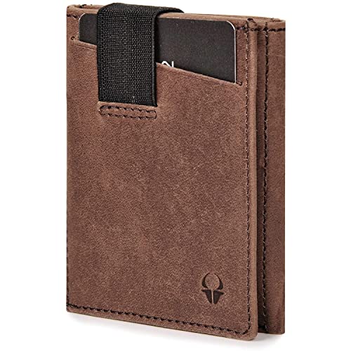 DONBOLSO Slim Wallet Herren Leder mit Münzfach - Minimalistische Front Pocket Wallet für Männer - RFID-Blockierung Karteninhaber - Leder Bifold Wallet mit Geschenk-Box - Arbeitstasche Herren von DONBOLSO
