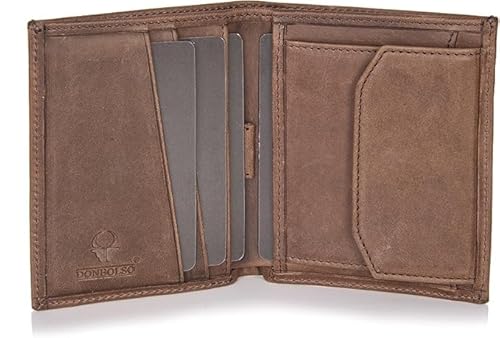 DONBOLSO Geldbörse Herren Slim Wallet aus Leder - Kompaktes Portmonee mit Münzfach, RFID-Schutz - Minimalistischer Geldbeutel für Karten und Scheine - Vintage Braun von DONBOLSO