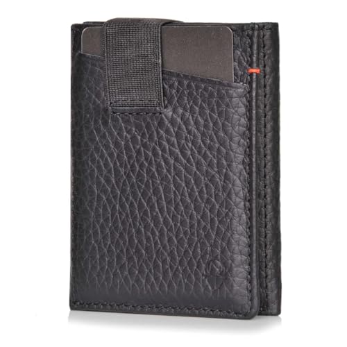 DONBOLSO Wallet 2 BusinessLine I Slim Wallet I 9 Kartenfächern I bis 13 Karten I RFID Schutz I echtes Leder I Mini Geldbörse in Nappa genarbt Schwarz von DONBOLSO