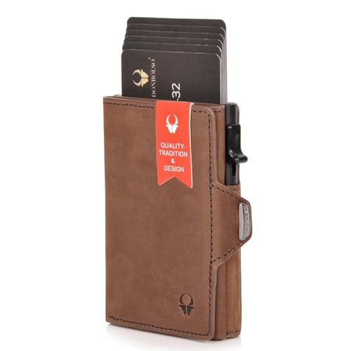 DONBOLSO Wallet Flip - Slim mit Flipcase - Leder Geldbeutel mit RFID Schutz - Schmale Geldbörse mit Platz für bis zu 9 Karten - Mini Portemonnaie für Herren und Damen mit Münzfach von DONBOLSO
