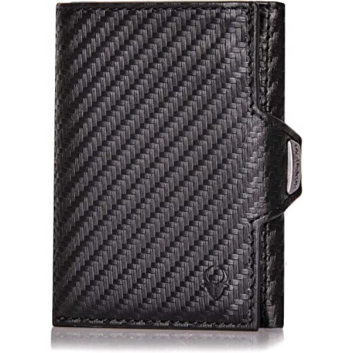 DONBOLSO Wallet NextGen BusinessLine I Slim Wallet Leder mit Münzfach I Geldbeutel mit RFID Schutz I Kartenetui bis 11 Karten I Mini Portemonnaie für Herren und Damen I Geldbörse I Schwarz Saffiano von DONBOLSO