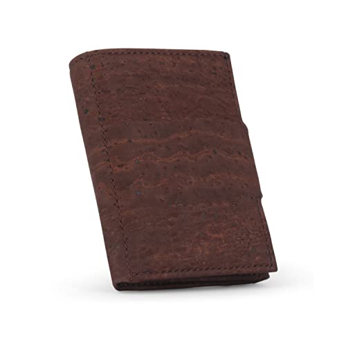 DONBOLSO Wallet NextGen Korkleder I Slim Wallet mit Münzfach I Geldbeutel mit RFID Schutz I Kartenetui bis 11 Karten I Mini Portemonnaie für Herren und Damen I Geldbörse I Kork Braun von DONBOLSO