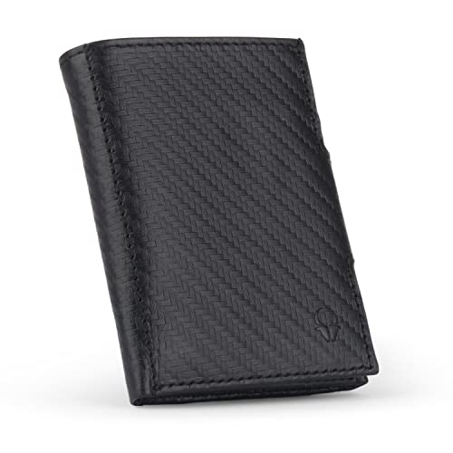 DONBOLSO Wallet NextGen Leder - Slim Wallet mit Münzfach - Geldbeutel mit RFID Schutz - Kartenetui bis 11 Karten - Mini Portemonnaie für Herren und Damen - Geldbörse - Carbon von DONBOLSO