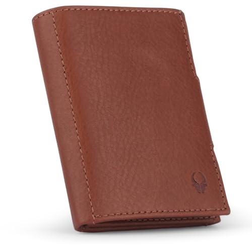 DONBOLSO Wallet NextGen Leder - Slim Wallet mit Münzfach - Geldbeutel mit RFID Schutz - Kartenetui bis 11 Karten - Mini Portemonnaie für Herren und Damen - Geldbörse - Nappa Braun von DONBOLSO