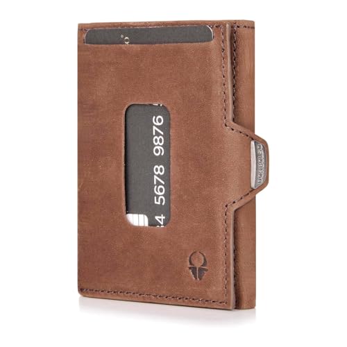 DONBOLSO Slim Wallet XS Herren Geldbörse - Edles Kartenetui Herren aus Leder mit Münzfach RFID-Schutz und 5 Kartenfächern - Kompakte Slim Wallet Geldscheinbörse für die Hosentasche - 9 x 7 cm von DONBOLSO