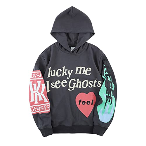 DONCARE Lucky me I See Ghosts Hoodie Kids See Ghosts Herren West Rapper Grau Sweatshirt DONCARE Lucky me I See Ghosts Hoodie Kids See Ghosts Herren West Rapper Grau Sweatshirt von DONCARE