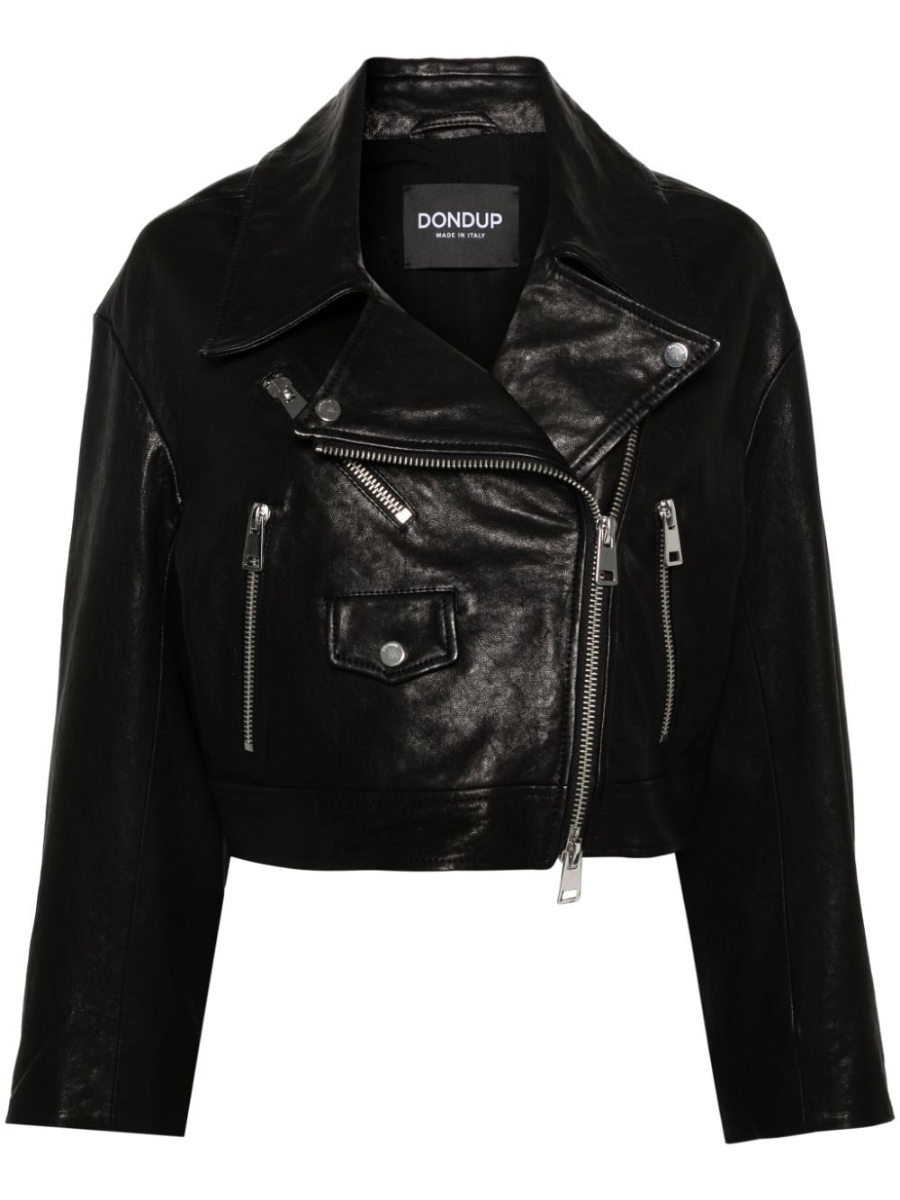 DONDUP Cropped-Bikerjacke aus Leder - Schwarz von DONDUP