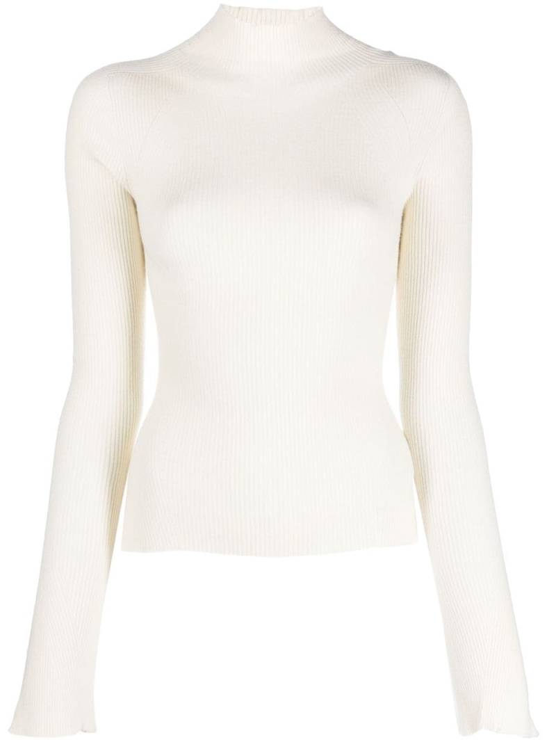 DONDUP Gerippter Pullover mit Stehkragen - Weiß von DONDUP