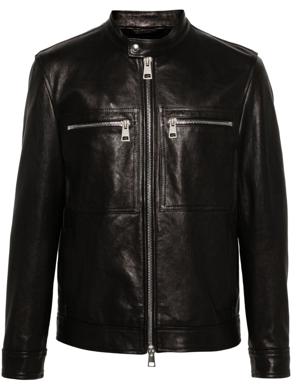 DONDUP Lederjacke mit Logo - Schwarz von DONDUP