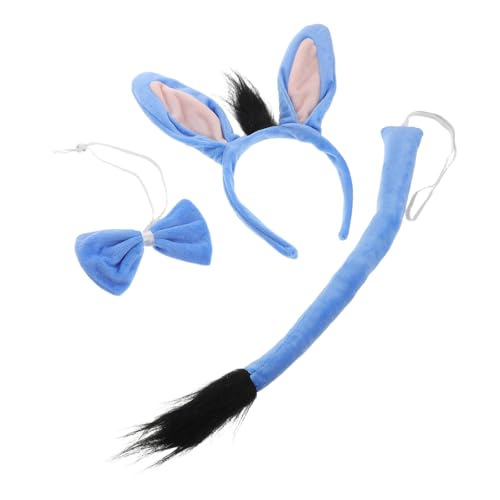 DONFAMDS Eselkostüm-set Mit Ohren Stirnband Fliege Und Für Cosplay Und Halloween Tierschwanz-set Für Partys Und Bühnenauftritte von DONFAMDS