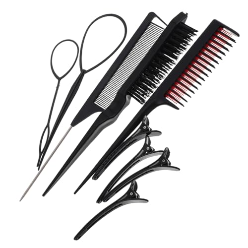 DONFAMDS 1 Satz Friseurwerkzeug-set Taschenkamm Kamm Für Männer Frauen Friseurkamm Friseursalonzubehör Haarschneidekamm Kamm Mit Metallpickel Frisierkamm Salon Haarkamm Schwarz Kunststoff von DONFAMDS