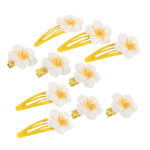 DONFAMDS 10 Stück Teiliges Hawaiian Plumeria Gelbe Blüten Haarschmuck Für Damen Und Kleinkinder Süßer Tropischer Stil Robuste Rutschfeste Haarspangen Für Sommer Strand Hochzeit Party von DONFAMDS