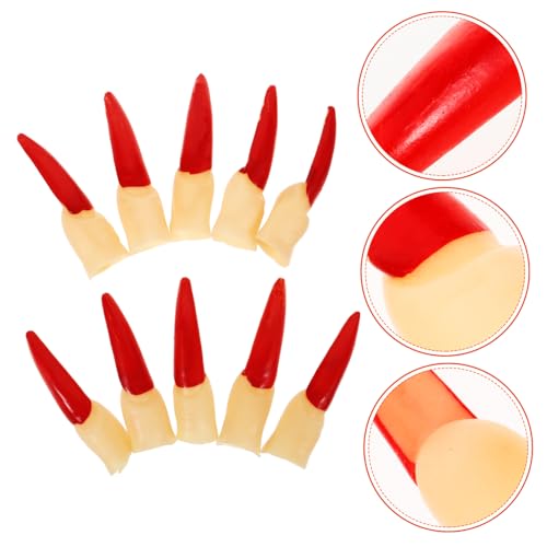 DONFAMDS 10stücke Halloween Fingernägel Wiederverwendbare Gruselige Hexenfinger Aus Robustem Für Kostümparty Spaß-events Und Spukhäuser von DONFAMDS