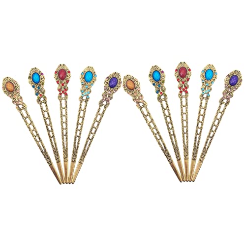 DONFAMDS 10stücke Vintage Haarstäbchen Chinesisches Haar-accessoire Strass-haarstäbchen Für Langes Haar Haarstyling-accessoires Für Damen von DONFAMDS