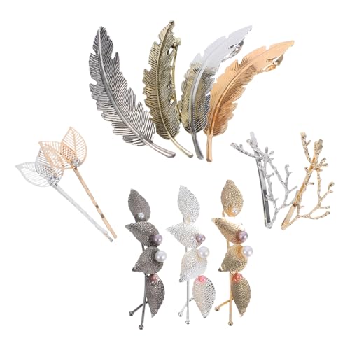 DONFAMDS 11stücke Perlenclip Metall Retro Haarordner Haarklammer Damen Haarschmuck Haarnadel Gold Silber Schwarz Antik-silber Antik-gold Seite Krampf Für Frauen Mädchen Hochzeit Party Gebur von DONFAMDS