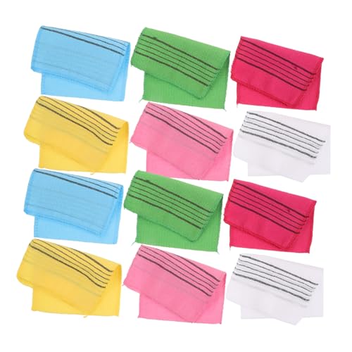 DONFAMDS 12 Stück Teiliges Sauna-peeling-badetuch Grob Gewebt für Effektive Hautreinigung und Massage Langlebig Farbenfrohe Auswahl in Grün Gelb Türkis Rosa für Spa Fitness und Zuhause von DONFAMDS