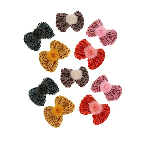 DONFAMDS 12 Stück gestrickte Schleife häkeln für haar spangen haarclips stirnriemen haarband haarklemmen Dekorative Bowknot Schleifenverzierung aus Wolle süßer kopfschmuck DIY bowknot Garn von DONFAMDS