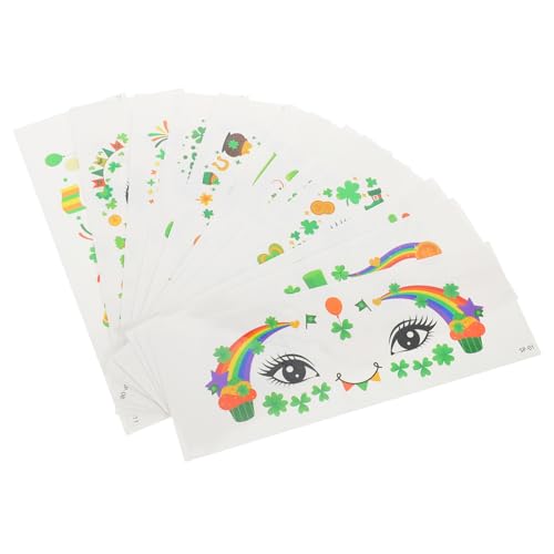 DONFAMDS 12Blätter Kleeblatt Gesichtstattoos für Patricks Day Hautfreundliche Temporäre Aufkleber für Irische Partys Einfach Anzubringen für Feiern und Vielseitig von DONFAMDS
