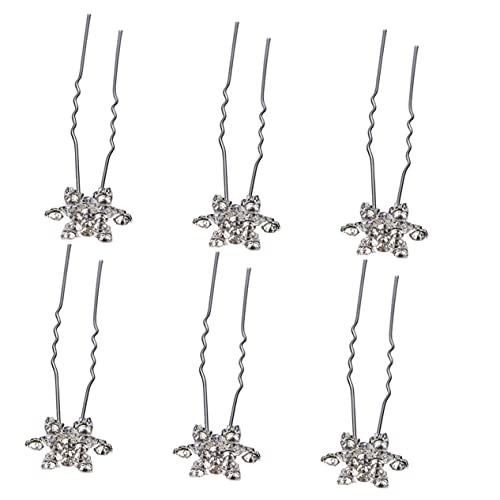 DONFAMDS 12stücke Schneeflocken Haarnadel Satz Modischer Haarschmuck Für Frauen U-förmige Haarnadeln Mit Strass Weißes Hochzeitszubehör Für Bräute Und Mädchen Festliche von DONFAMDS