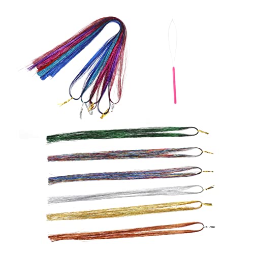 DONFAMDS 1Satz Haarverlängerungen aus Synthetischem Haar mit Farben Häkelnadel für Cosplay und Besondere Anlässe Einfache Anwendung für Frisuren von DONFAMDS