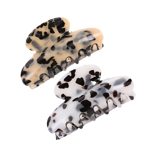 DONFAMDS 2 STÜCK Große Acryl Haarklammern mit Marmoroptik Vintage Haarkralle zu Haaren Robustes Material für Damen und Mädchen Beige und Weiß Praktische Styling Accessoires von DONFAMDS