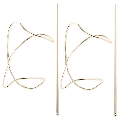 DONFAMDS 2 Stück Goldene Haarnadeln Gebogenes Metall Haarspangen für Dutt Hochsteckfrisuren Damen Haarschmuck Stilvoll Sicher Haltend Passend für Lockiges Gewelltes Glattes Haar von DONFAMDS