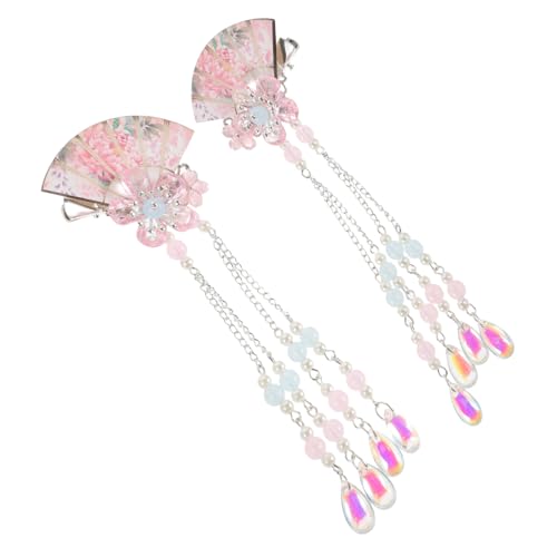 DONFAMDS 2 Stück Haarklammern mit Quasten und Kristallblume Hanfu Haaraccessoires für Frauen und Mädchen Dekorative Haarnadeln mit Fächerdesign Langlebig aus und Modischer Haarschmuck von DONFAMDS
