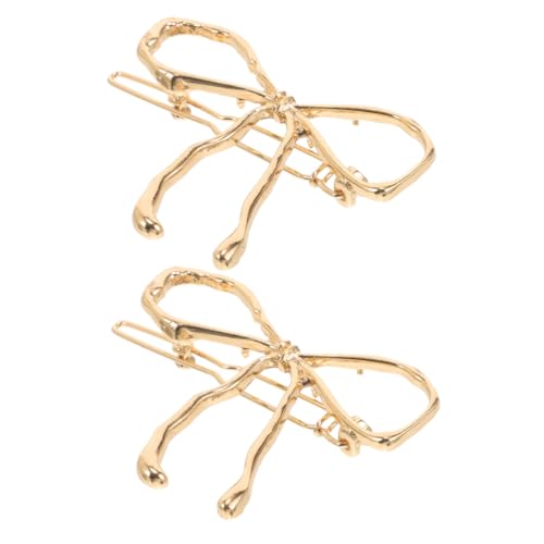 DONFAMDS 2 Stück Haarnadel Haarklemme Mädchen Mädchen-haarschleifen-clip Kleine Haarclip Bowknot-clip Süße Schleifen Haarspangen Mädchen Haarspange Haarschmuck Für Frauen Golden Kupfer von DONFAMDS