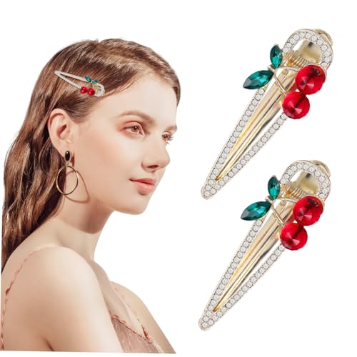 DONFAMDS 2 Stück Kirsche Haarspange Strass Entenschnabelclip für Mädchen Kopfschmuck 2,48X0,79X0,39 in Haaraccessoire DONFAMDS 2 Stück Kirsche Haarspange Strass Entenschnabelclip für Mädchen Kopfschmuck 2,48X0,79X0,39 in Haaraccessoire von DONFAMDS