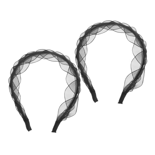 DONFAMDS 2stücke Netz-stirnbänder Für Frauen Und Mädchen Retro-design Mit Blütenmuster Schwarz Haarschmuck Kostümzubehör Vintage-stil Kopfbedeckung Für Hochzeiten Und Alltag von DONFAMDS