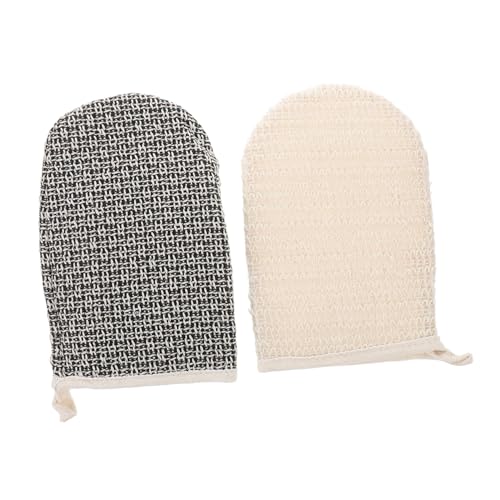 DONFAMDS 2 Stück Sisal Badehandschuhe Doppelseitiger Körperpeeling Handschuh für Männer und Frauen Natürliche Luffa Duschhandschuhe Tiefenreinigung und Massage für Hautpflege von DONFAMDS