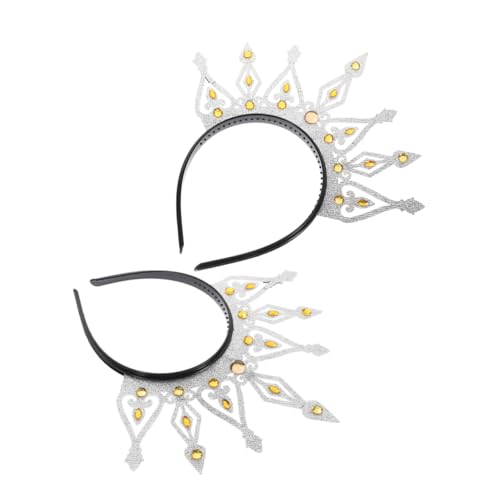 DONFAMDS 2stücke Vintage Krone Stirnband Frauen Prinzessin Braut Tiara Kopfschmuck Strass Hochzeit Haar Zubehör Retro Party Band von DONFAMDS