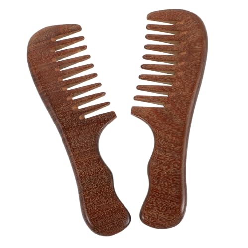 DONFAMDS 2stücke Holzkamm Mit Breiten Zähnen Für Damen Und Herren Zum Entwirren Von Lockigem Haar Kopfhautmassage Natürliche Holzmaserung Langlebiges Haarentwirrungstool Für Täglichen von DONFAMDS