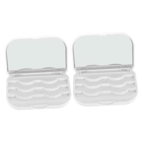 DONFAMDS 2 Stück Wiederverwendbare False Eyelash Box mit Spiegel Teiliges Aufbewahrungsset für Falsche Wimpern Tragbarer Organizer zum Schutz und Schnellen Wechseln der Wimpern Unterwegs von DONFAMDS