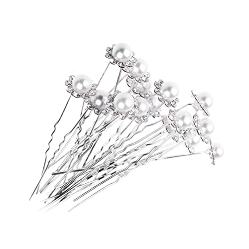 DONFAMDS 20Stücke U Förmige Perlen Haarnadeln Braut Haarspangen für Damen Kopfschmuck für Hochzeiten und Weiß von DONFAMDS