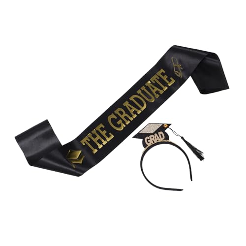 DONFAMDS 2Stücke Abschluss Stirnband und Schärpen Set Teiliges Set mit Doktorhut und Schwarzer Schärpe Zubehör für Abschlussfeiern und Fotos Langlebig und Bequem Perfektes DONFAMDS 2Stücke Abschluss Stirnband und Schärpen Set Teiliges Set mit Doktorhut und Schwarzer Schärpe Zubehör für Abschlussfeiern und Fotos Langlebig und Bequem Perfektes von DONFAMDS