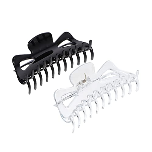 DONFAMDS 2 Stück Haarklammer Für Frauen Große Klauen Haarspange Für Dickes Haar Schwarz Und Transparent Für Make up Und Duschbad von DONFAMDS