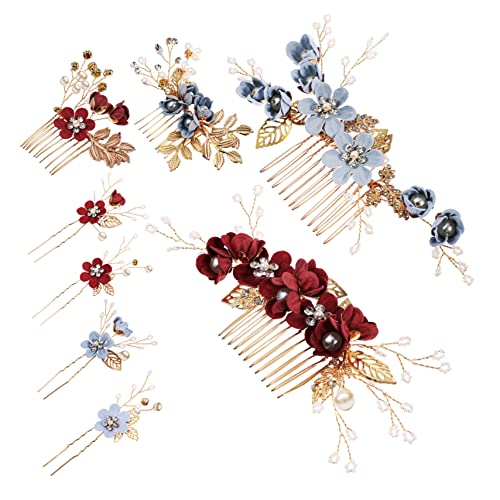 DONFAMDS 2satz Perlen Haarspangen Für Hochzeit Mit Strasssteinen Künstlichen Blumen Und Blättern Haarkämme Und Haarspangen Für Brautjungfern Und Frauen Für Partys Und Jubiläen von DONFAMDS