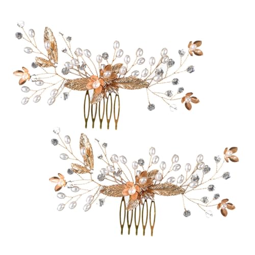 DONFAMDS 2stücke Braut Haarkamm Wasserfall Design Kristall Hochzeit Haarschmuck Für Mädchen Elegante Haaraccessoires Für Besondere Anlässe Hochwertige Handwerkskunst Goldene Farbe von DONFAMDS