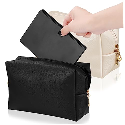 DONFAMDS 2stücke Kosmetiktasche Damen Pu Reise Kulturbeutel Make-up Tasche Mit Reißverschluss Tragbare Aufbewahrungstasche Für Kosmetika Beauty Zubehör Organizer Für Reisen Urlaub von DONFAMDS