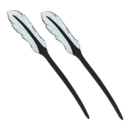 DONFAMDS 2stücke Traditionelle Hölzerne Haarknotenstäbe Chinesische Haarstäbe Mit Federform Holzschnitzel Für Dutt Und Hochsteckfrisuren Für Frauen von DONFAMDS