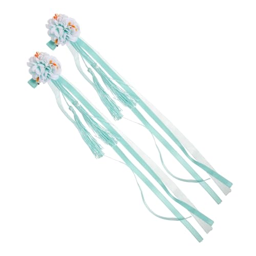 DONFAMDS 2stücke Vintage Haarspangen Mit Blumen Und Langem Quastenband Haarspangen Aus Stoff Für Damen Und Mädchen Haarschmuck Für Hochzeit Und Party von DONFAMDS