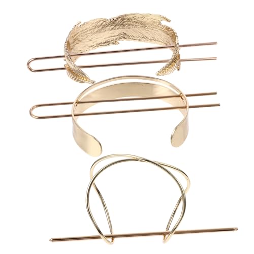 DONFAMDS 3Stücke Haarnadeln aus Dekorative Haarschmuck mit Blattdesign Goldfarben für Stilvolle Brötchenfrisuren Perfektes für Damen von DONFAMDS