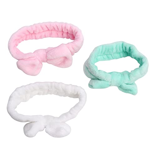 DONFAMDS 3Stücke Teiliges Damen Korallenvlies Stirnband Set mit Niedlichem Schleifen Design Elastisch und Verstellbar zum Gesichtswaschen Make Up und Spa Grün Weiß DONFAMDS 3Stücke Teiliges Damen Korallenvlies Stirnband Set mit Niedlichem Schleifen Design Elastisch und Verstellbar zum Gesichtswaschen Make Up und Spa Grün Weiß von DONFAMDS