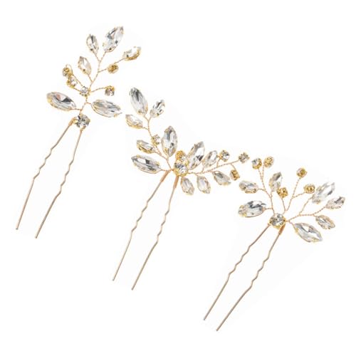 DONFAMDS 3Stücke Teiliges Haarnadel für Braut Hochzeitsaccessoires mit Einzigartigem Design für Brautjungfern und Goldfarbe und Komfortabel von DONFAMDS