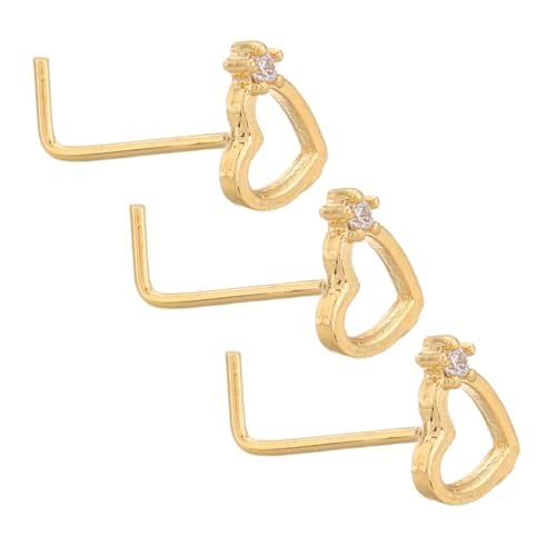 DONFAMDS 3stücke Herzförmiger Nasenring Mit Nasenpiercing-schmuck Für Frauen Alltag Valentinstag Aus Langlebigen Materialien von DONFAMDS